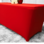 Red spandex rectangular 6 feet table cover